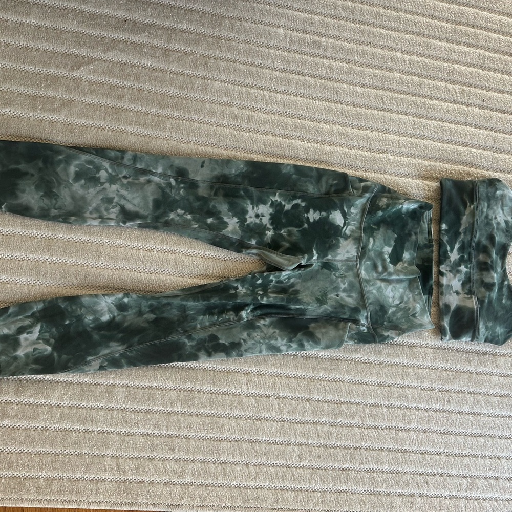 Green Tie-Dye Leggings and Headband Set